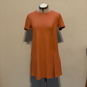 H&M Coral Waffle Mini T-Shirt Dress